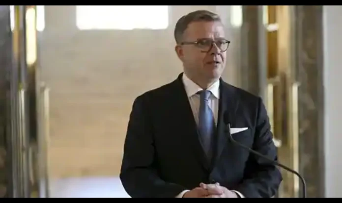 Finland Prime Minister giving speech