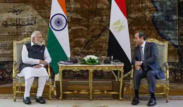 India PM Modi and Egypt President discussing