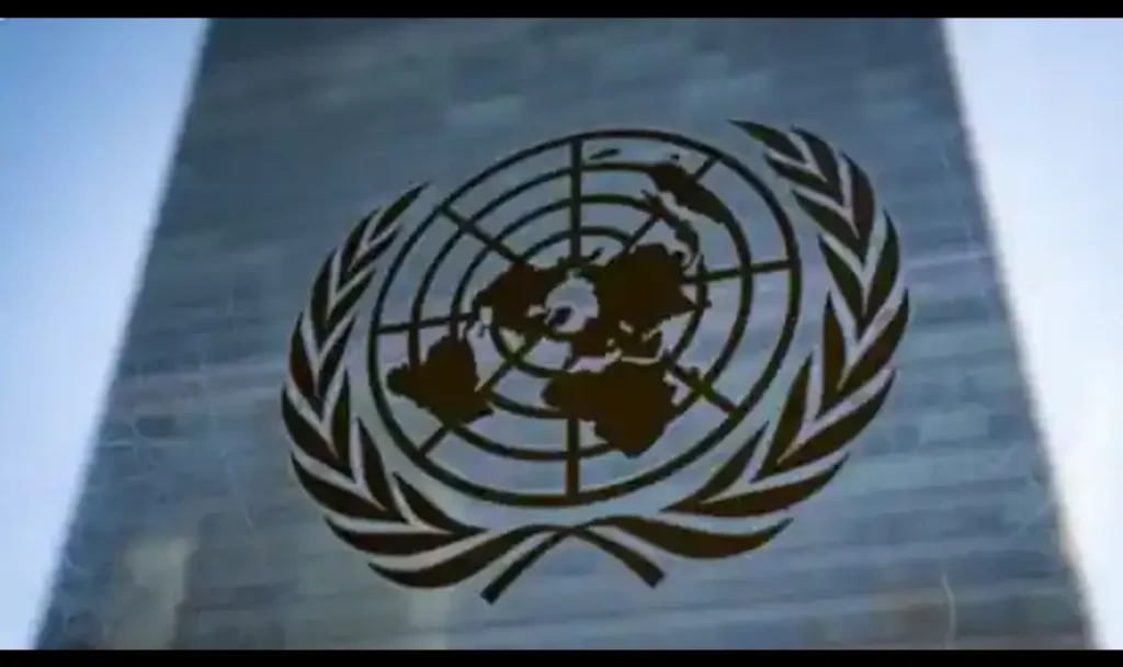 UN symbol on glass