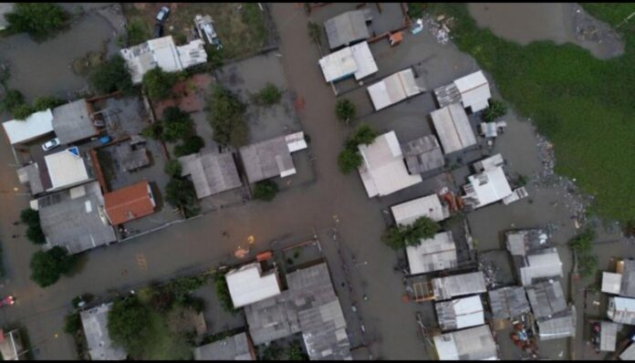 Cyclone in Brazil houses above water