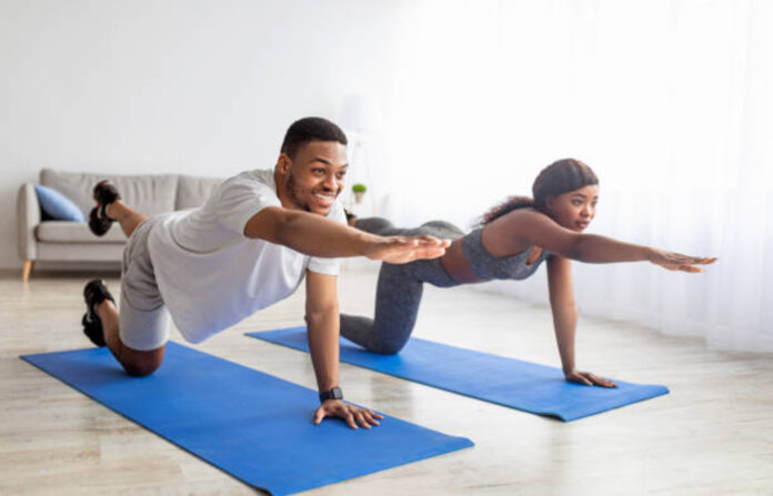 Couple doing workout