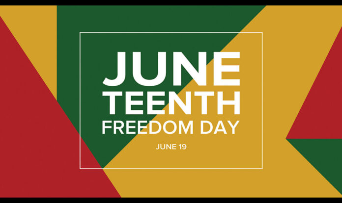 Juneteenth freedom day in yellow green red background