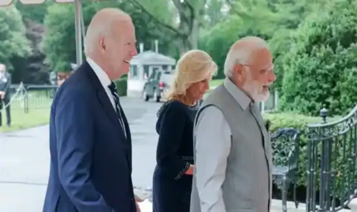 PM Modi and US President Joe Biden with lady