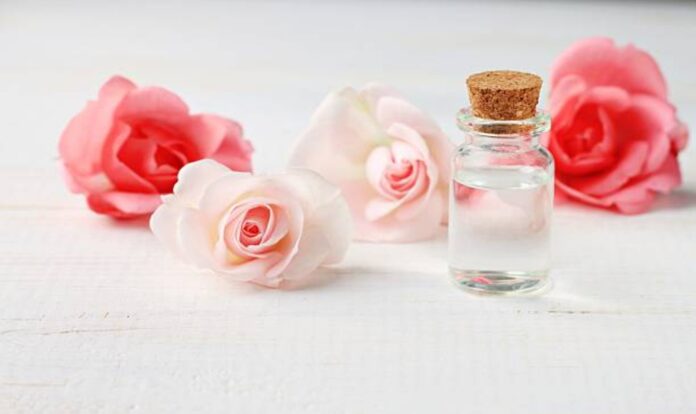 Rose water and rose flower