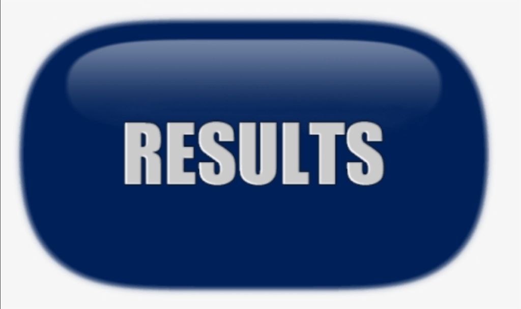 Results written on blue background