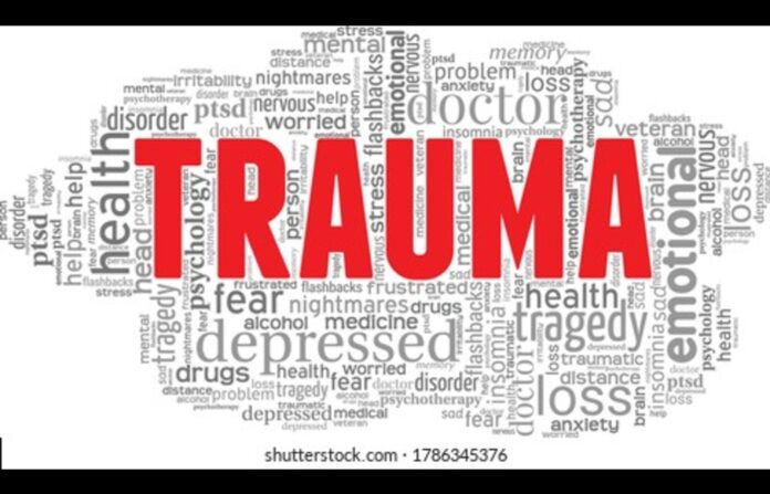 Trauma highlighted in red