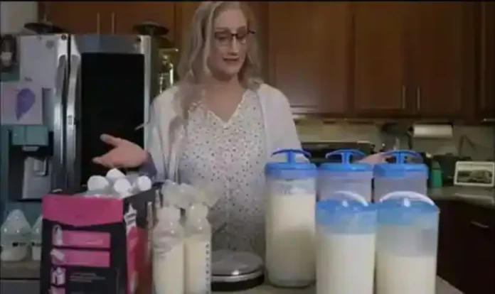 Woman donating breast milk