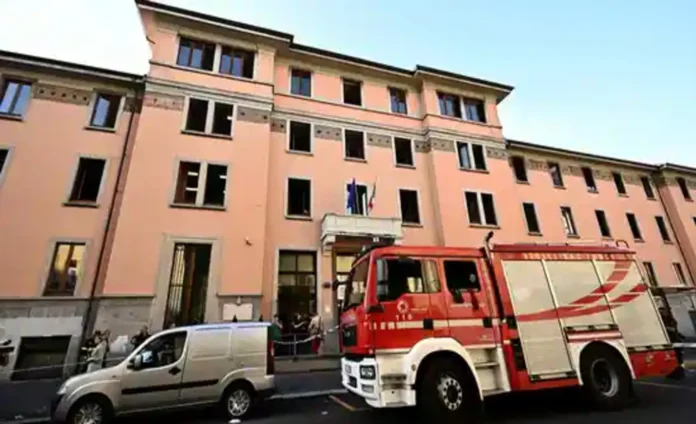 Truck standing in front of building