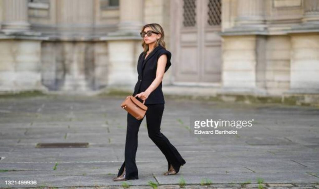 Woman wearing slit pants