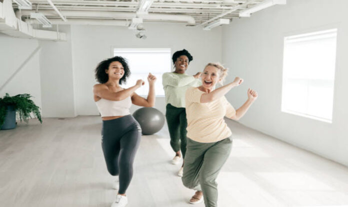 Dance class three woman dancing