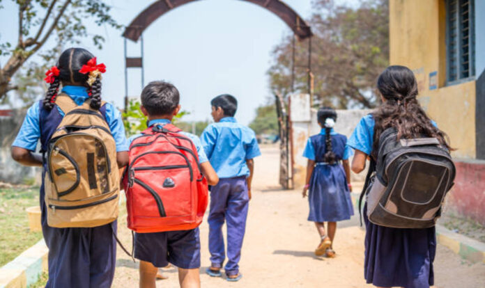 Kids in uniform going to school