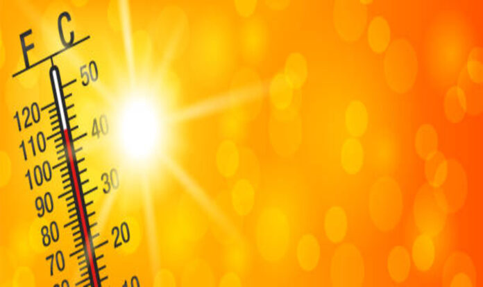 Hot summer and thermometer measure