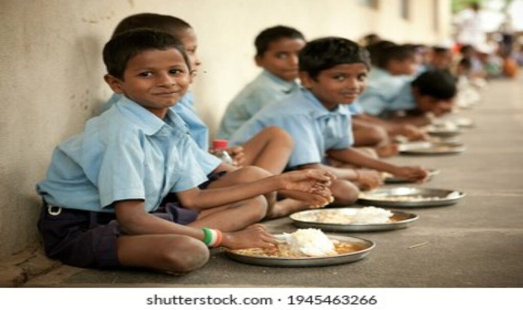 Students having meal at school