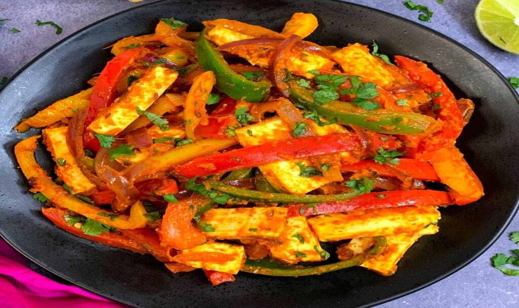 Paneer jalfrezi served