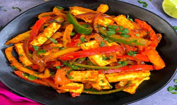 Paneer jalfrezi served