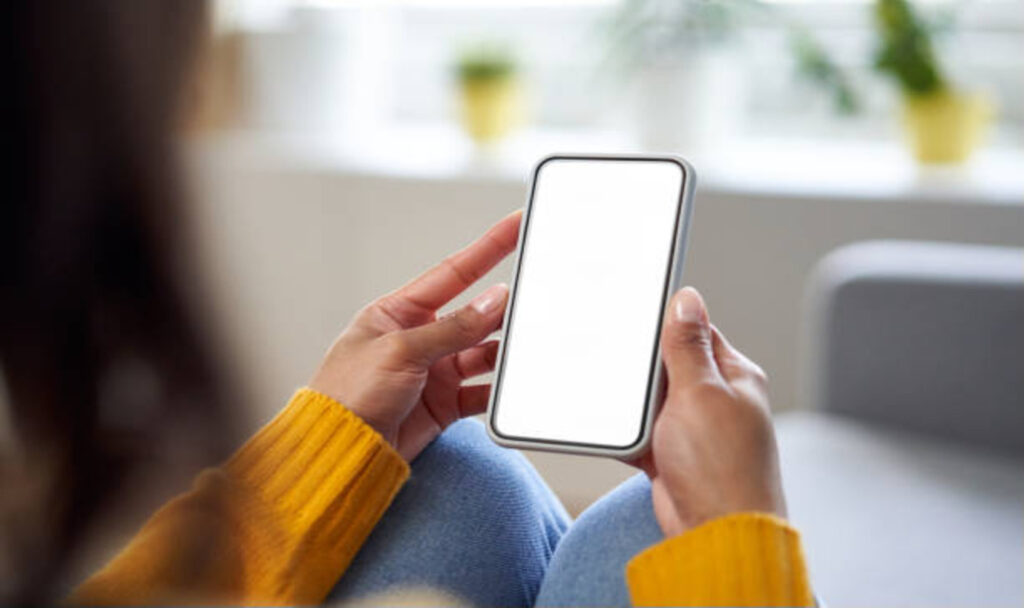 Closeup of Woman using phone