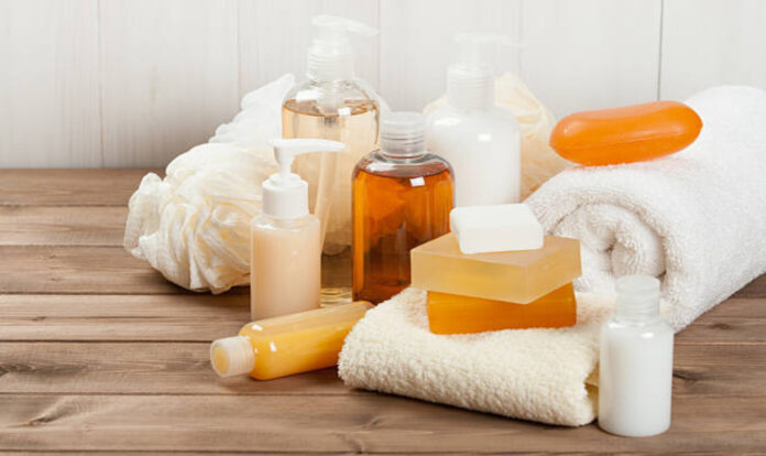soap-bar-and-liquid-shampoo-shower-gel-towels
