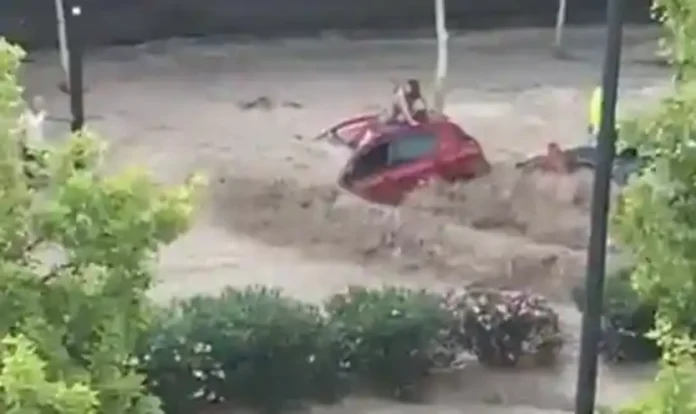 Car stuck in flood