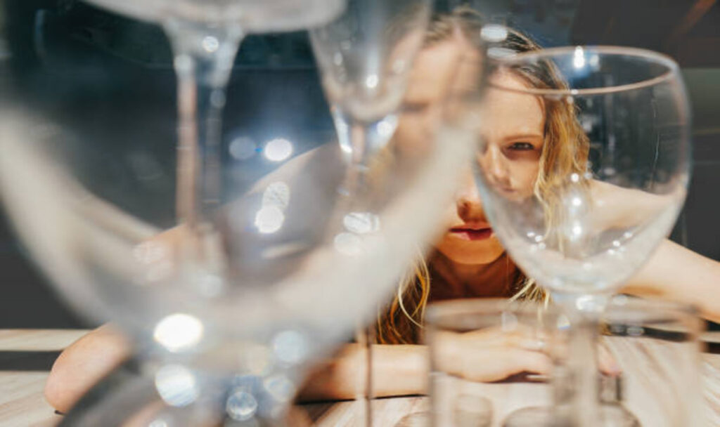 Girl looking through the glass