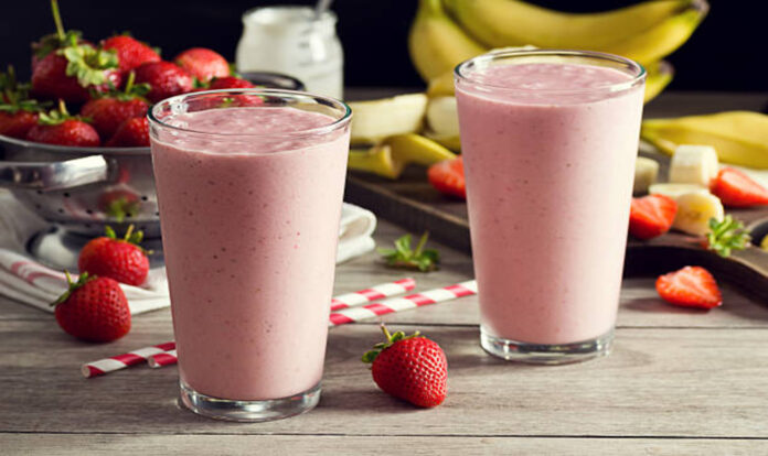 Two strawberry smoothie