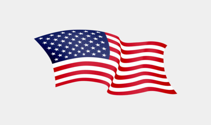 United States of America flag on white background