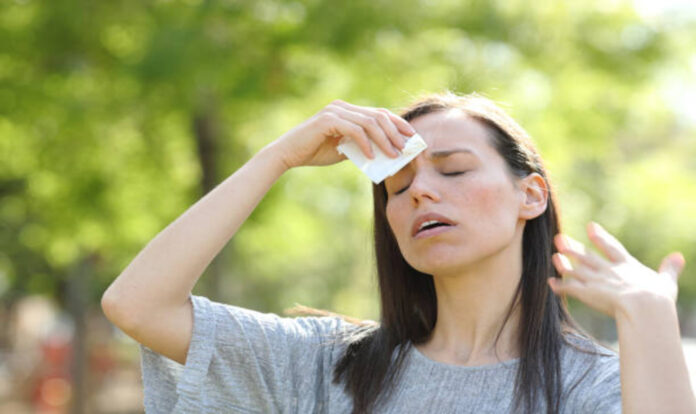Women sweating