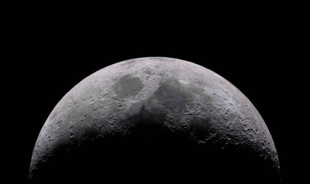 Half moon dark sky