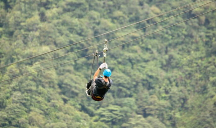 Person on a zipline