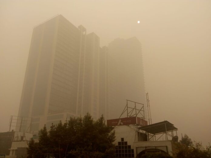a smoke and building