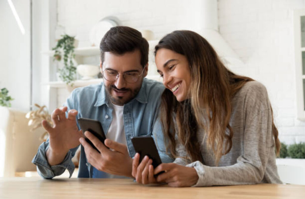 Couple using device