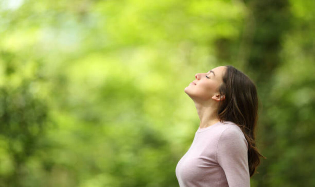 Relaxed women in nature